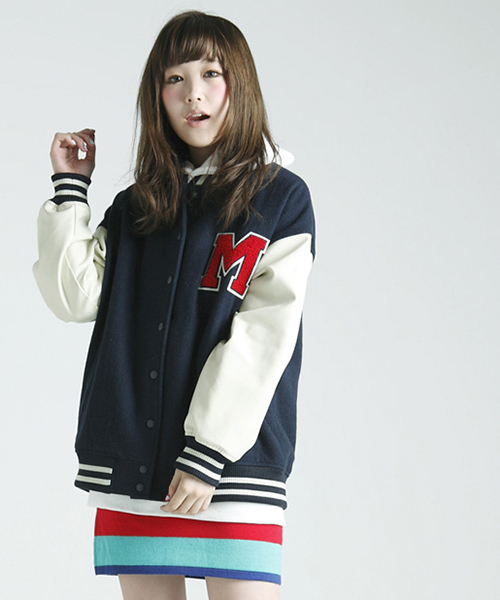 WEGO(ウィゴー)の「WEGO/ワッペン付きBIGスタジャン(スタジャン・レディース・ブラック/グリーン/ネイビー/ワイン・FREE)」の8枚目の写真