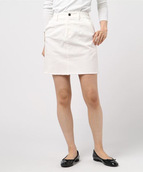 PUNYUS(プニュズ)の「台形ミニスカート(スカート・レディース・ブラウン/オフホワイト/カーキ/オレンジ/インディゴブルー・1/2/4/3)」の2枚目の写真