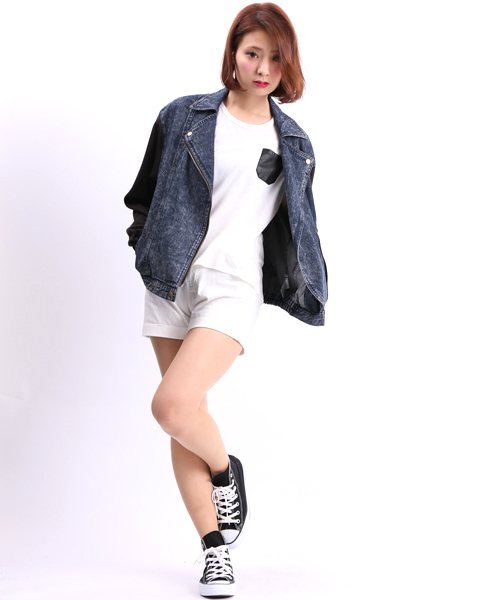 WEGO(ウィゴー)の「WEGO/デニムハイウエストショーツ(デニムパンツ・レディース・ホワイト/ブラック/グレー系その他/インディゴブルー・LARGE/MEDIUM)」の18枚目の写真