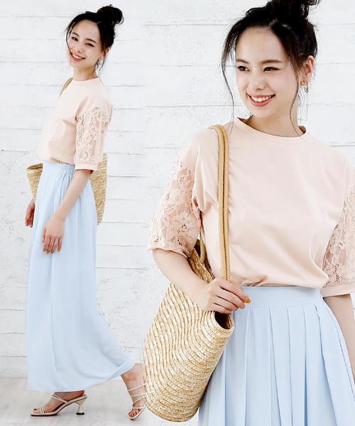 Girly Doll(ガーリードール)の「花柄レース カットソー(Tシャツ/カットソー・レディース・ホワイト/ブラック/ベージュ/ネイビー/ホワイト系その他/ブラック系その他/ベージュ系その他/ブルー系その他・FREE)」の6枚目の写真