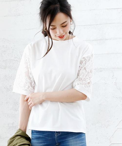 Girly Doll(ガーリードール)の「花柄レース カットソー(Tシャツ/カットソー・レディース・ホワイト/ブラック/ベージュ/ネイビー/ホワイト系その他/ブラック系その他/ベージュ系その他/ブルー系その他・FREE)」の2枚目の写真