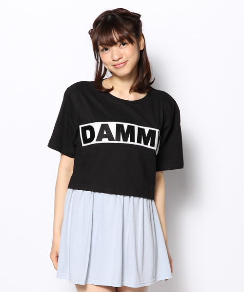 DAMMY（ダミー）の「DAMMY/ショートTシャツ（Tシャツ/カットソー・レディース・ホワイト/ブラック・FREE）」の5枚目の写真
