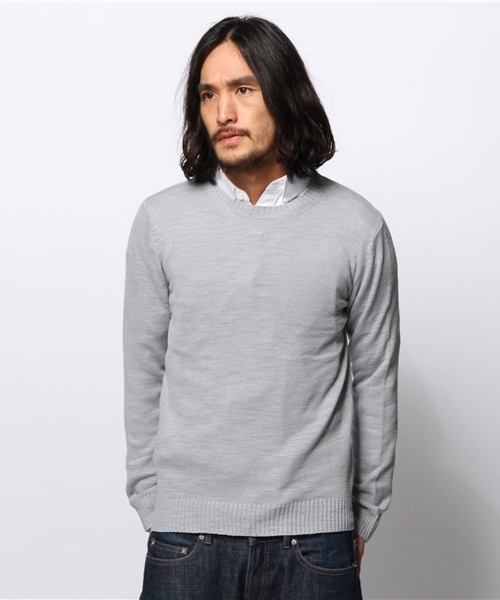 JOURNAL STANDARD(ジャーナルスタンダード)の「スラブコットンクルーネックニット #(ニット/セーター・メンズ・ホワイト/ネイビー/ブルー/サックスブルー/グレー・MEDIUM/LARGE)」の3枚目の写真