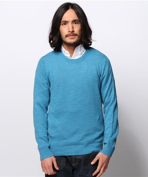 JOURNAL STANDARD(ジャーナルスタンダード)の「スラブコットンクルーネックニット #(ニット/セーター・メンズ・ホワイト/ネイビー/ブルー/サックスブルー/グレー・MEDIUM/LARGE)」の13枚目の写真