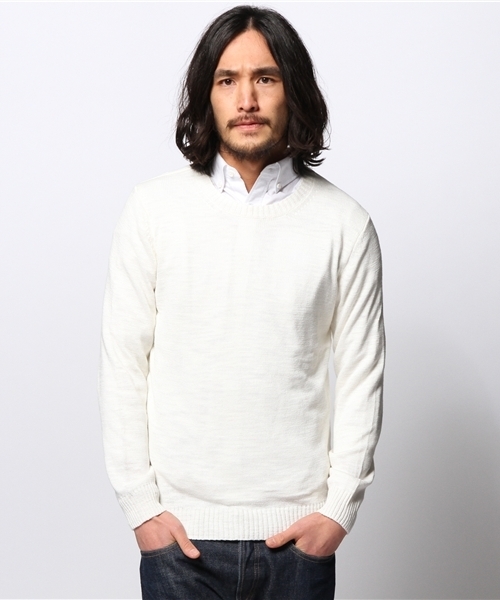 JOURNAL STANDARD(ジャーナルスタンダード)の「スラブコットンクルーネックニット #(ニット/セーター・メンズ・ホワイト/ネイビー/ブルー/サックスブルー/グレー・MEDIUM/LARGE)」の14枚目の写真