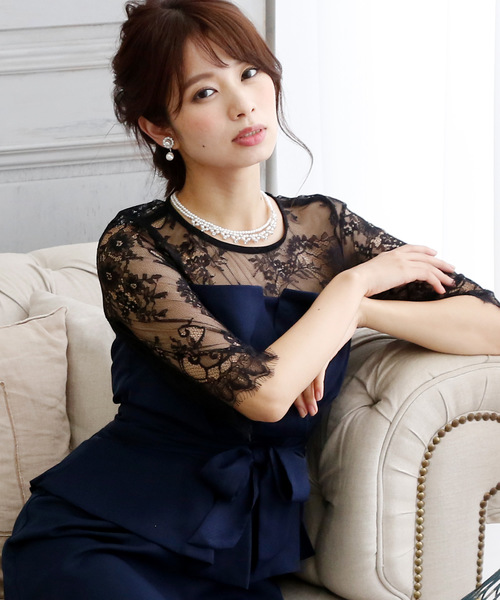 PourVous(プールヴー)の「ミニ丈&七分袖 フォーマル ペプラム レース 大きいサイズ 結婚式 ワンピースドレス オケージョンドレス お呼ばれ 二次会 成人式 (ドレス・レディース・ネイビー/ボルドー・4L/S/M/L/XL/XXL)」の22枚目の写真