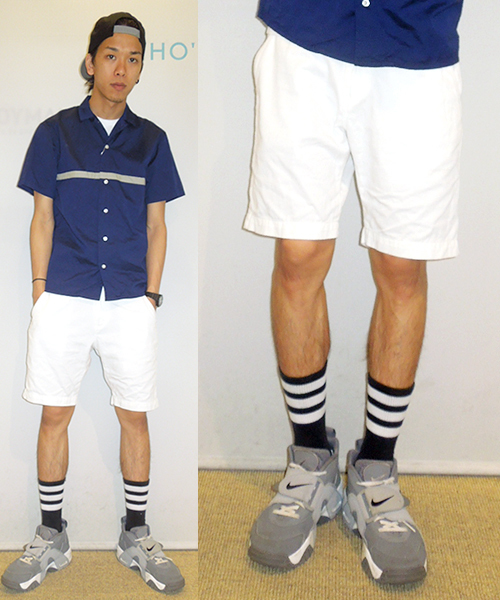 WHO'S WHO gallery（フーズフーギャラリー）の「【BOYMAN】カラーチノショートパンツ（チノパンツ・メンズ・サンドベージュ/イエロー/ホワイト/ブラック/ネイビー/ミント・LARGE/SMALL/MEDIUM）」の2枚目の写真