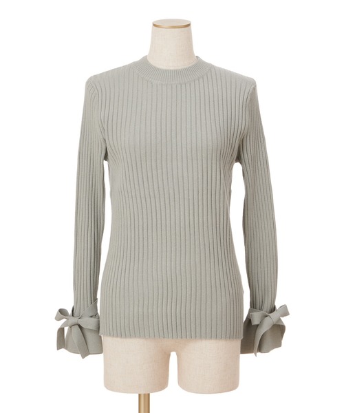 Supreme.La.La.(シュープリームララ)の「ソデリボンリブニット(ニット/セーター)」|グリーン