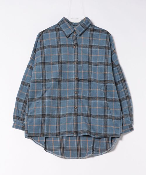 STYLEBLOCK(スタイルブロック)の「ビッグシルエット起毛ビッグチェックシャツ(シャツ/ブラウス・レディース・ベージュ/ブラウン/ブルー・M)」の1枚目の写真