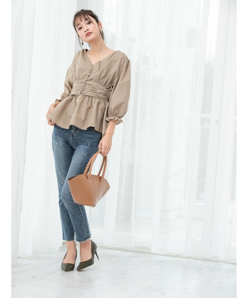 fifth（フィフス）の「巾着付きフェイクレザーハンドバッグ（ハンドバッグ・レディース・アイボリー/キャメル/ブラック・FREE）」の15枚目の写真