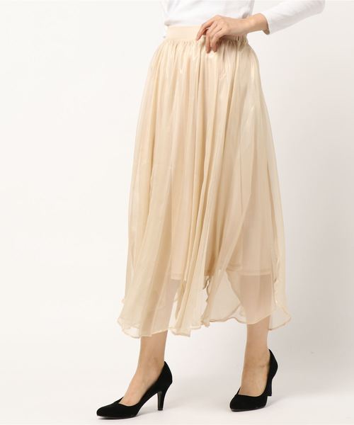 archives(アルシーヴ)の「箔プリントロングフレアスカート(スカート・レディース・アイボリー/ブラック/モカ・MEDIUM)」の2枚目の写真