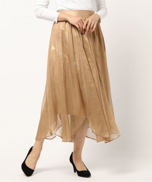 archives(アルシーヴ)の「箔プリントロングフレアスカート(スカート・レディース・アイボリー/ブラック/モカ・MEDIUM)」の3枚目の写真