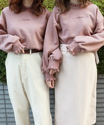 PairPair | 裏起毛フリルネック刺繍プルオーバー(スウェット)