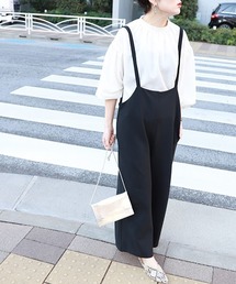 ポケット付きストレッチ素材ゆったりサロペット