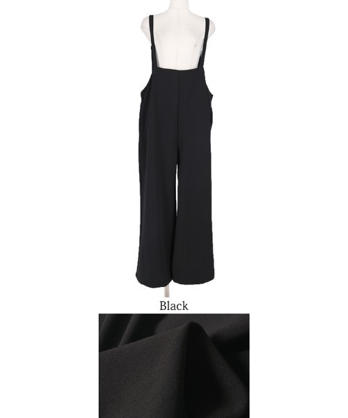 coca（coca）（コカ）の「ポケット付きストレッチ素材ゆったりサロペット（サロペット/オーバーオール・レディース・ブラック・ONE SIZE）」の2枚目の写真