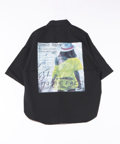 STYLEBLOCK(スタイルブロック)の「韓国ストリートフォトプリントタイプライター半袖ビッグシャツ(シャツ/ブラウス・メンズ・ホワイト/ブラック/ベージュ・M/L)」の7枚目の写真