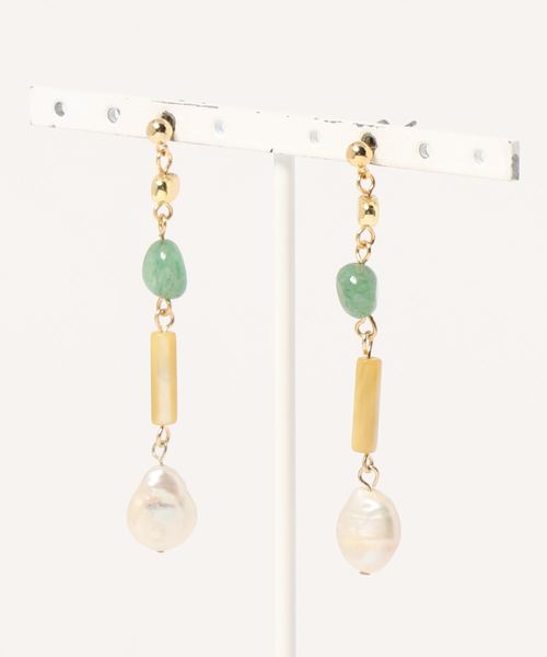 LOWRYS FARM（ローリーズファーム）の「パーツコンビロングピアス　878126（ピアス（両耳用）・レディース・グリーン/パープル・FREE）」の2枚目の写真