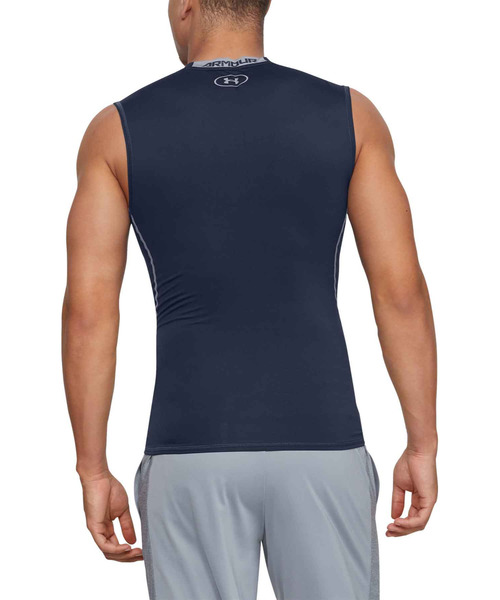 UNDER ARMOUR（アンダーアーマー）の「UAヒートギアアーマー スリーブレス シャツ（トレーニング/メンズ）（Tシャツ/カットソー・メンズ・チャコールグレー/ネイビー/ホワイト/ブラック・SM/LG/XXL/MD/3XL/XL）」の11枚目の写真