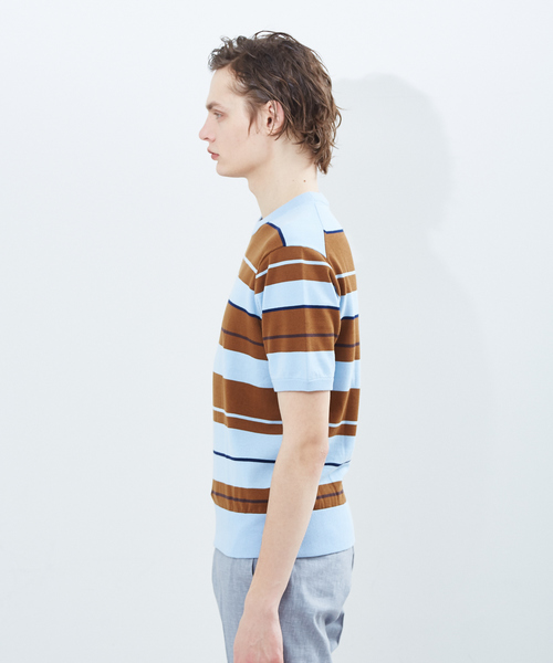 RECENCY OF MINE（リーセンシー オブ マイン）の「【Recency of Mine】強撚 天竺 ボーダー Tシャツ（Tシャツ/カットソー・メンズ・サックスブルー/ブラック・44/46/48）」の4枚目の写真