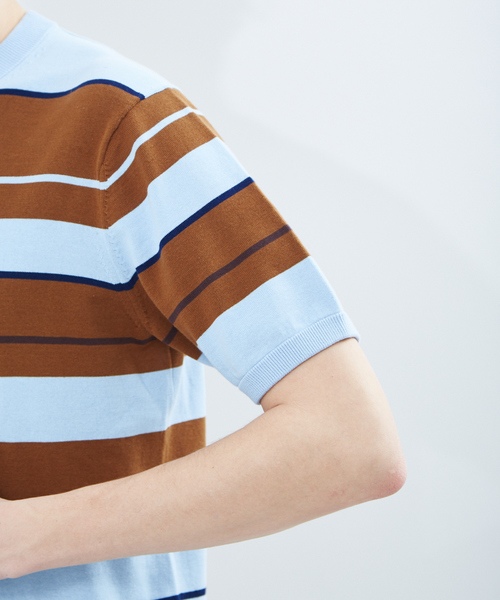 RECENCY OF MINE（リーセンシー オブ マイン）の「【Recency of Mine】強撚 天竺 ボーダー Tシャツ（Tシャツ/カットソー・メンズ・サックスブルー/ブラック・44/46/48）」の7枚目の写真