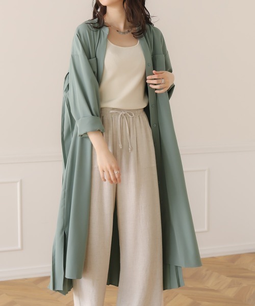 Bou Jeloud（ブージュルード）の「バックプリーツシャツワンピース（シャツワンピース・レディース・ブラック/グレー/カーキ・38）」の4枚目の写真