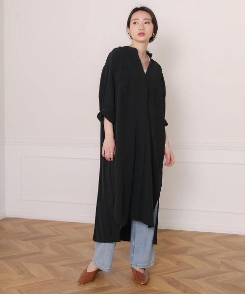 Bou Jeloud（ブージュルード）の「バックプリーツシャツワンピース（シャツワンピース・レディース・ブラック/グレー/カーキ・38）」の13枚目の写真