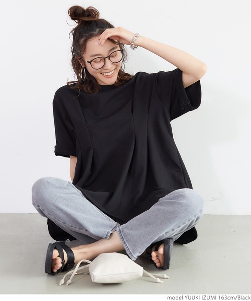 coca(coca)(コカ)の「タック入りフレアスウェットチュニックトップス(Tシャツ/カットソー・レディース・ホワイト/ピンク/ブラック・ONE SIZE)」の7枚目の写真