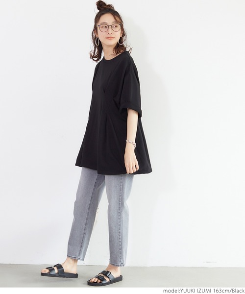 coca(coca)(コカ)の「タック入りフレアスウェットチュニックトップス(Tシャツ/カットソー・レディース・ホワイト/ピンク/ブラック・ONE SIZE)」の8枚目の写真