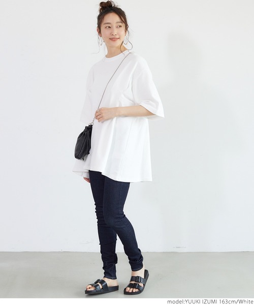 coca(coca)(コカ)の「タック入りフレアスウェットチュニックトップス(Tシャツ/カットソー・レディース・ホワイト/ピンク/ブラック・ONE SIZE)」の6枚目の写真
