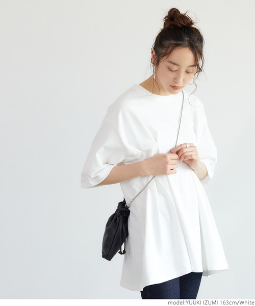 coca(coca)(コカ)の「タック入りフレアスウェットチュニックトップス(Tシャツ/カットソー・レディース・ホワイト/ピンク/ブラック・ONE SIZE)」の15枚目の写真