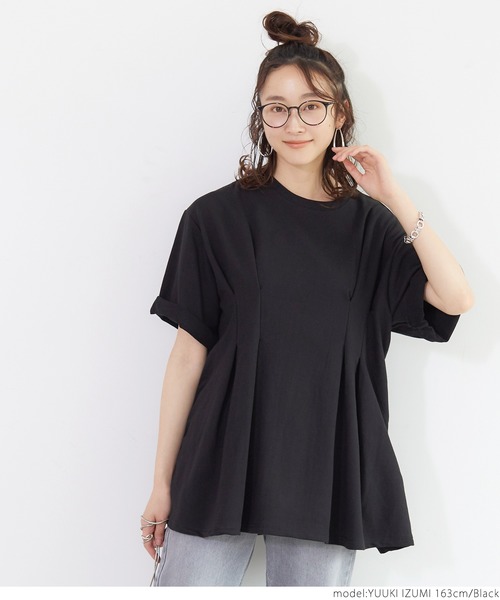 coca(coca)(コカ)の「タック入りフレアスウェットチュニックトップス(Tシャツ/カットソー・レディース・ホワイト/ピンク/ブラック・ONE SIZE)」の14枚目の写真