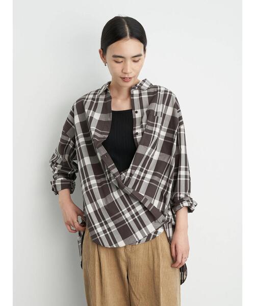 AMERICAN HOLIC(アメリカンホリック)の「2WAY前後差バックタックシャツチュニック 〇*(シャツ/ブラウス・レディース・ベージュ/ネイビー/オフホワイト/ストライプ/チェック・FREE)」の19枚目の写真