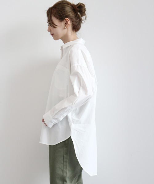 AMERICAN HOLIC(アメリカンホリック)の「2WAY前後差バックタックシャツチュニック 〇*(シャツ/ブラウス・レディース・ベージュ/ネイビー/オフホワイト/ストライプ/チェック・FREE)」の9枚目の写真