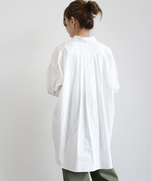 AMERICAN HOLIC(アメリカンホリック)の「2WAY前後差バックタックシャツチュニック 〇*(シャツ/ブラウス・レディース・ベージュ/ネイビー/オフホワイト/ストライプ/チェック・FREE)」の10枚目の写真