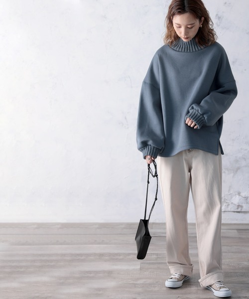 classicalelf(クラシカルエルフ)の「盛れるスウェット!ニットリブボリュームスウェットプルオーバー(スウェット・レディース・ブラック/ベージュ/モカ/ライトカーキ/グレイッシュブルー/モスグリーン・MEDIUM/LARGE/X-LARGE/XX-LARGE/SMALL)」の17枚目の写真