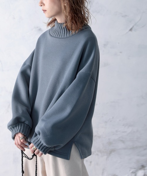 classicalelf(クラシカルエルフ)の「盛れるスウェット!ニットリブボリュームスウェットプルオーバー(スウェット・レディース・ブラック/ベージュ/モカ/ライトカーキ/グレイッシュブルー/モスグリーン・MEDIUM/LARGE/X-LARGE/XX-LARGE/SMALL)」の18枚目の写真