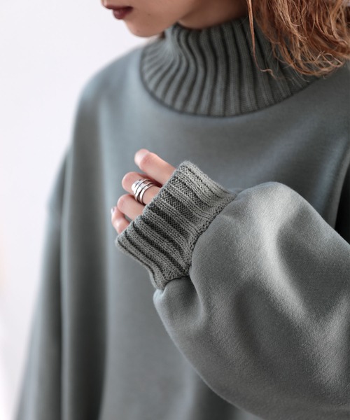 classicalelf(クラシカルエルフ)の「盛れるスウェット!ニットリブボリュームスウェットプルオーバー(スウェット・レディース・ブラック/ベージュ/モカ/ライトカーキ/グレイッシュブルー/モスグリーン・MEDIUM/LARGE/X-LARGE/XX-LARGE/SMALL)」の19枚目の写真