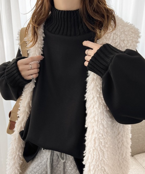 classicalelf(クラシカルエルフ)の「盛れるスウェット!ニットリブボリュームスウェットプルオーバー(スウェット・レディース・ブラック/ベージュ/モカ/ライトカーキ/グレイッシュブルー/モスグリーン・MEDIUM/LARGE/X-LARGE/XX-LARGE/SMALL)」の22枚目の写真