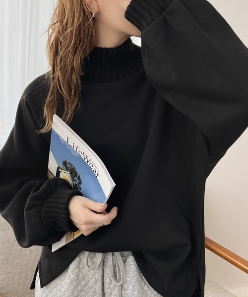 classicalelf(クラシカルエルフ)の「盛れるスウェット!ニットリブボリュームスウェットプルオーバー(スウェット・レディース・ブラック/ベージュ/モカ/ライトカーキ/グレイッシュブルー/モスグリーン・MEDIUM/LARGE/X-LARGE/XX-LARGE/SMALL)」の21枚目の写真