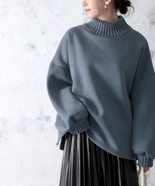 classicalelf(クラシカルエルフ)の「盛れるスウェット!ニットリブボリュームスウェットプルオーバー(スウェット・レディース・ブラック/ベージュ/モカ/ライトカーキ/グレイッシュブルー/モスグリーン・MEDIUM/LARGE/X-LARGE/XX-LARGE/SMALL)」の16枚目の写真