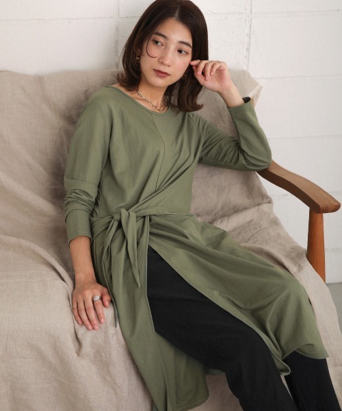 Bou Jeloud（ブージュルード）の「ウエストねじりデザインワンピース（ワンピース・レディース・カーキ/ベージュ/パープル/ブラック・FREE）」の3枚目の写真