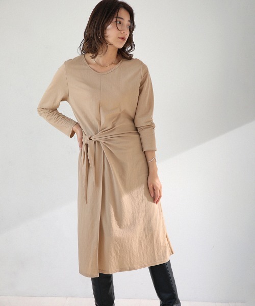 Bou Jeloud（ブージュルード）の「ウエストねじりデザインワンピース（ワンピース・レディース・カーキ/ベージュ/パープル/ブラック・FREE）」の8枚目の写真