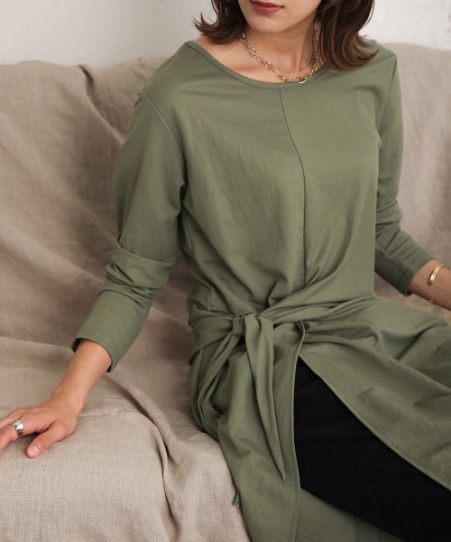 Bou Jeloud（ブージュルード）の「ウエストねじりデザインワンピース（ワンピース・レディース・カーキ/ベージュ/パープル/ブラック・FREE）」の11枚目の写真