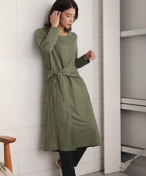 Bou Jeloud（ブージュルード）の「ウエストねじりデザインワンピース（ワンピース・レディース・カーキ/ベージュ/パープル/ブラック・FREE）」の14枚目の写真