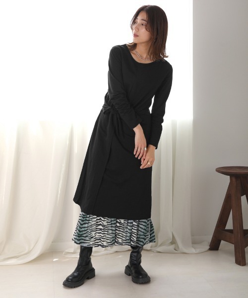 Bou Jeloud（ブージュルード）の「ウエストねじりデザインワンピース（ワンピース・レディース・カーキ/ベージュ/パープル/ブラック・FREE）」の17枚目の写真