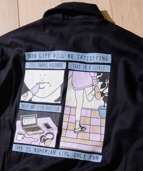 JOHN'S CLOSET(ジョンズクローゼット)の「【i】ツイル バッグイラストプリント コーチジャケット(ブルゾン・メンズ・ブラック/ベージュ/オリーブ・MEDIUM/LARGE)」の19枚目の写真