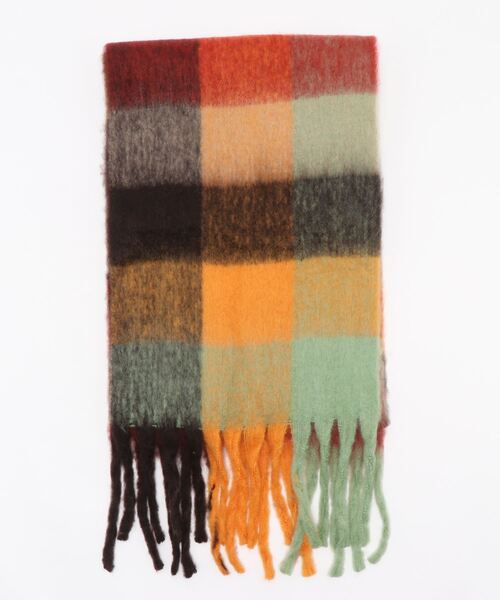 STYLEBLOCK（スタイルブロック）の「チェック柄大判マフラー（マフラー・レディース・ブラック/レッド/ピンク/グリーン・FREE）」の4枚目の写真