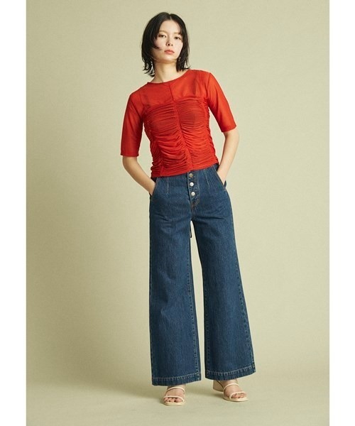 LILY BROWN（リリーブラウン）の「カットギャザーシアートップス