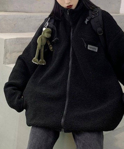 aimoha(アイモハ)の「ユニセックスボアジャケット (AW)(ブルゾン・レディース・ブラック/グレー/ベージュ/ホワイト/ブラウン/カーキ/ブルーグレー/ブラウン系その他/ピンク系その他/バイオレット/グリーン系その他/マルチ・MEDIUM/LARGE)」の15枚目の写真