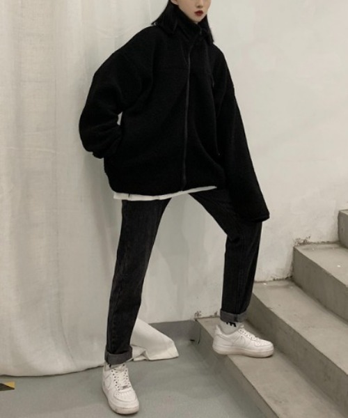 aimoha(アイモハ)の「ユニセックスボアジャケット (AW)(ブルゾン・レディース・ブラック/グレー/ベージュ/ホワイト/ブラウン/カーキ/ブルーグレー/ブラウン系その他/ピンク系その他/バイオレット/グリーン系その他/マルチ・MEDIUM/LARGE)」の13枚目の写真